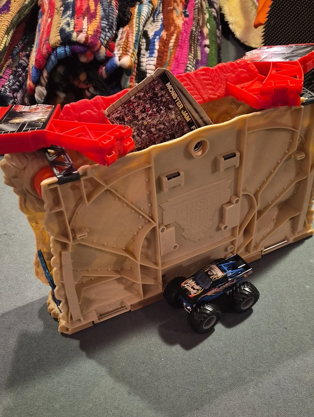 Blue Monster Truck Playset with Orange Flames - Kids Toys